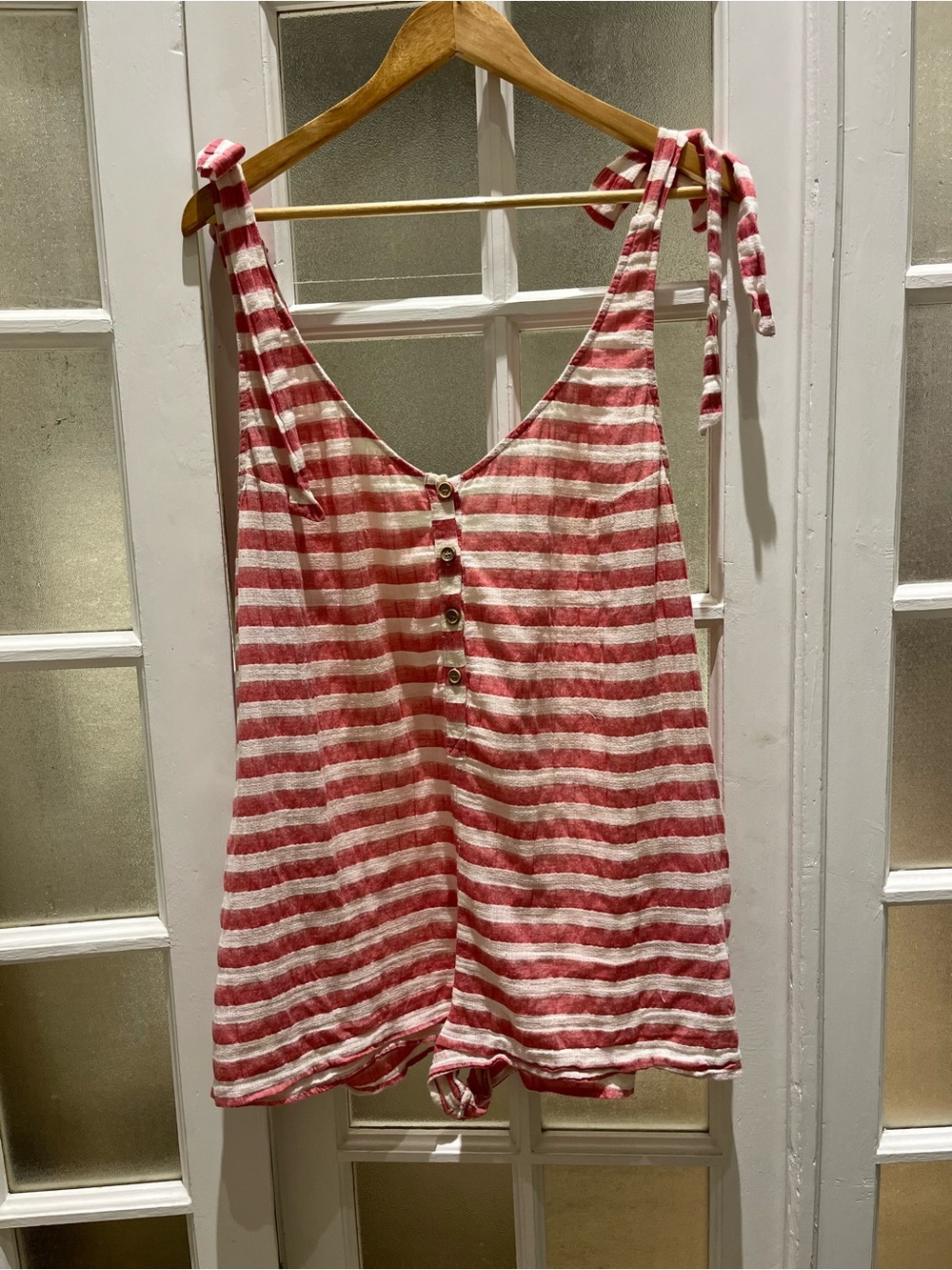 Show Me Your Mumu Striped Tie-Shoulder Romper - Red & White